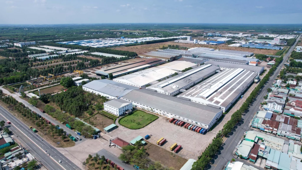 Advanced automated upholstery and indoor furniture production line at RK Resource Furniture factory in Vietnam.