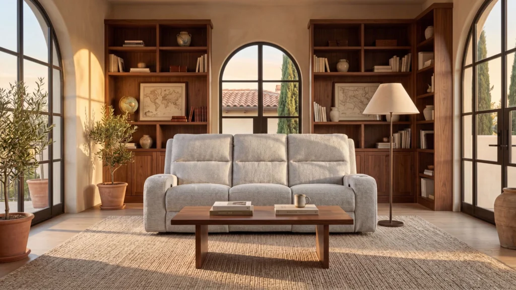Premium upholstered sofa styled by theShaper, manufactured at Tai Yu Sofa Factory in Vietnam.