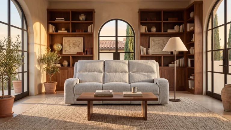 Premium upholstered sofa styled by theShaper, manufactured at Tai Yu Sofa Factory in Vietnam.