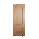 Front view of a traditional 5-piece Double Raised Panel White Oak wooden door displaying the stiles, rails, and double-tiered center panel.