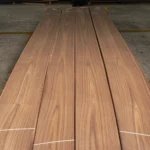 Export-ready pallet packaging of premium Crown Cut American Black Walnut veneer sheet stacks at theShaper manufacturing facility.