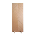 Front view of a Chevron Matched White Oak wooden cabinet door showing the precise V-shaped bookmatching of natural white oak veneers.