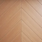 Extreme close-up of the Chevron Matched White Oak door profile edge detailing the seamless veneer wrapping and tight seam joints.