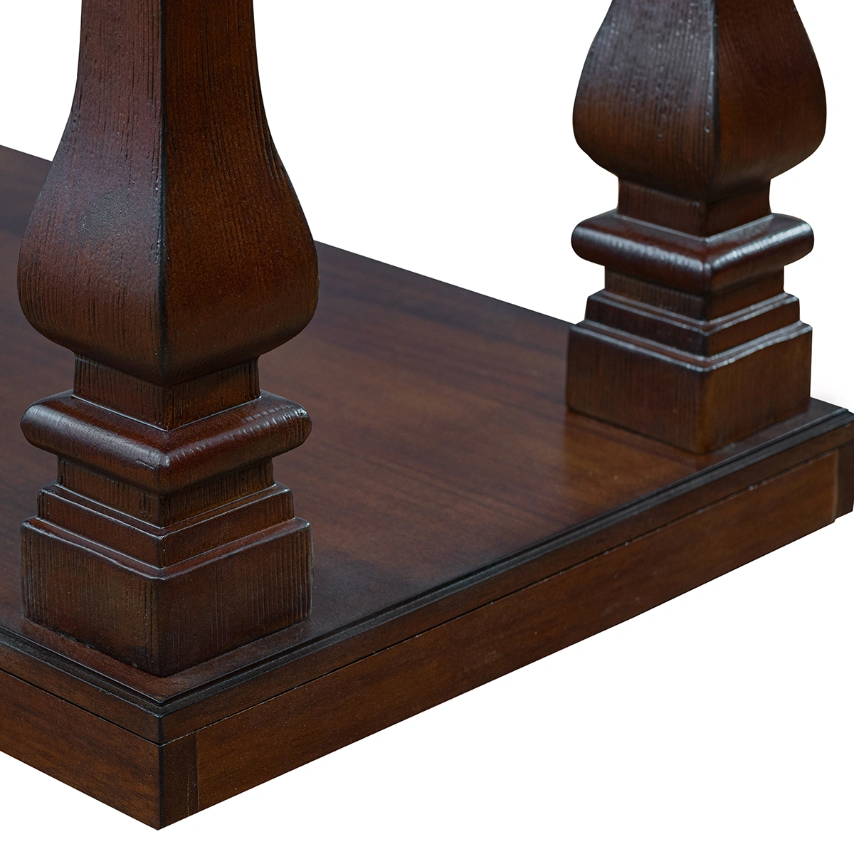 Detailed view of the console table base and leg joinery, illustrating robust stability and industrial white-label furniture manufacturing standards of the PTH collection.