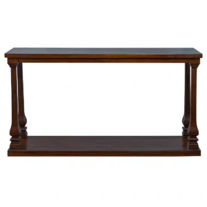 Front view of a premium wooden console table finished in NC Light Mocha by PTH, showcasing elegant architectural lines and white-label contract furniture craftsmanship.