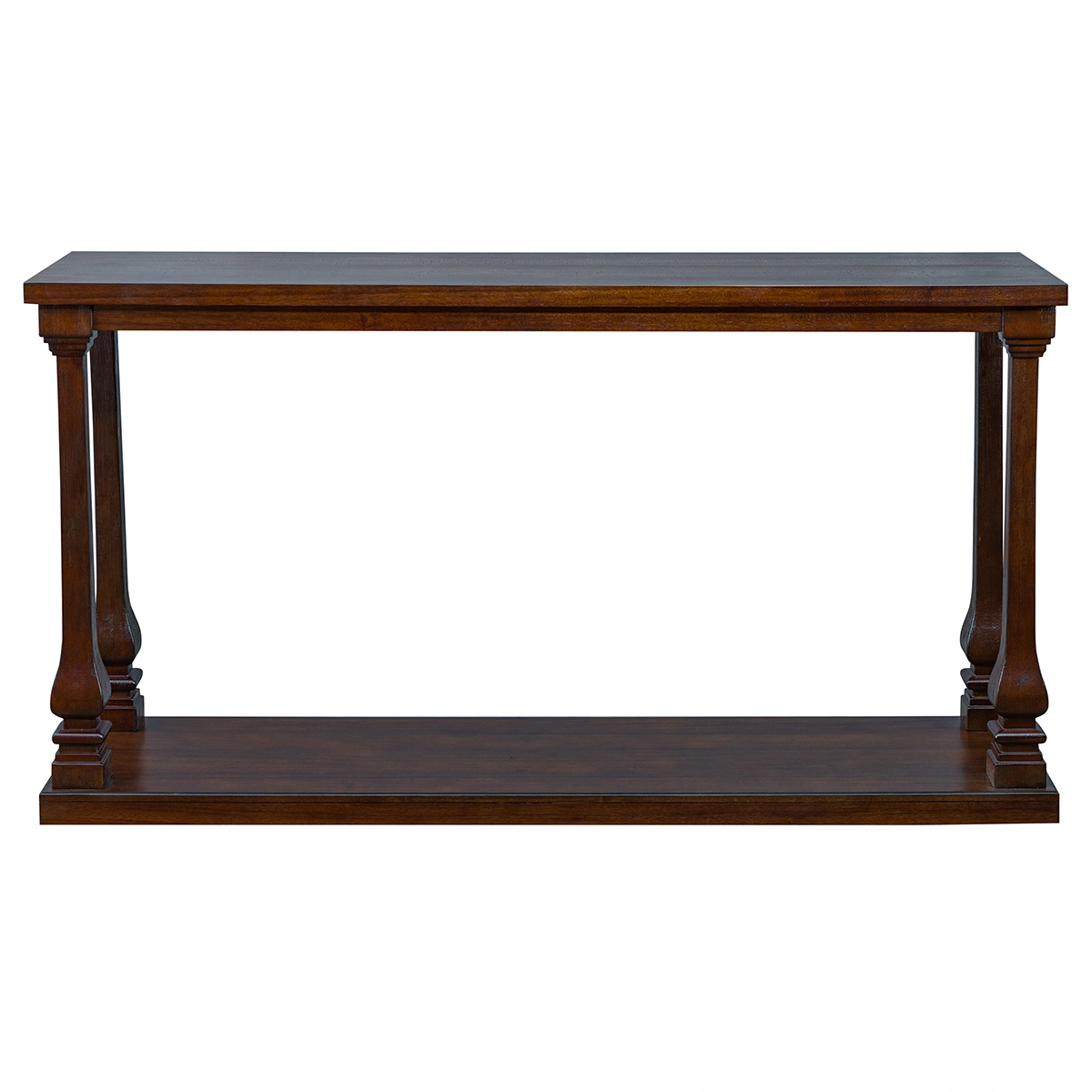 Front view of a premium wooden console table finished in NC Light Mocha by PTH, showcasing elegant architectural lines and white-label contract furniture craftsmanship.