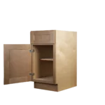 Honey Wheat Shaker kitchen cabinet B18 with open door showing interior by theshaper