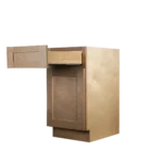 Honey Wheat Shaker kitchen cabinet B18 with open drawer showcasing glide system by theshaper