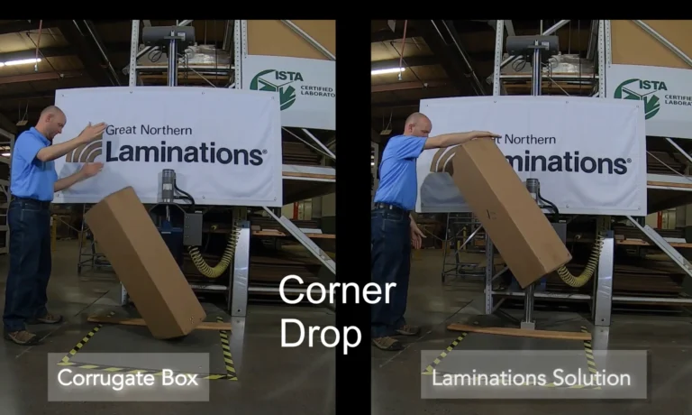 ISTA 6-FEDEX-A compliant packaging packaging lab drop testing on a specialized laboratory drop tester for enterprise hardware courier transit validation.