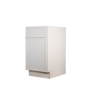 Kitchen Cabinet Slim Shaker Profile B18 in Pure White with closed door and drawer.