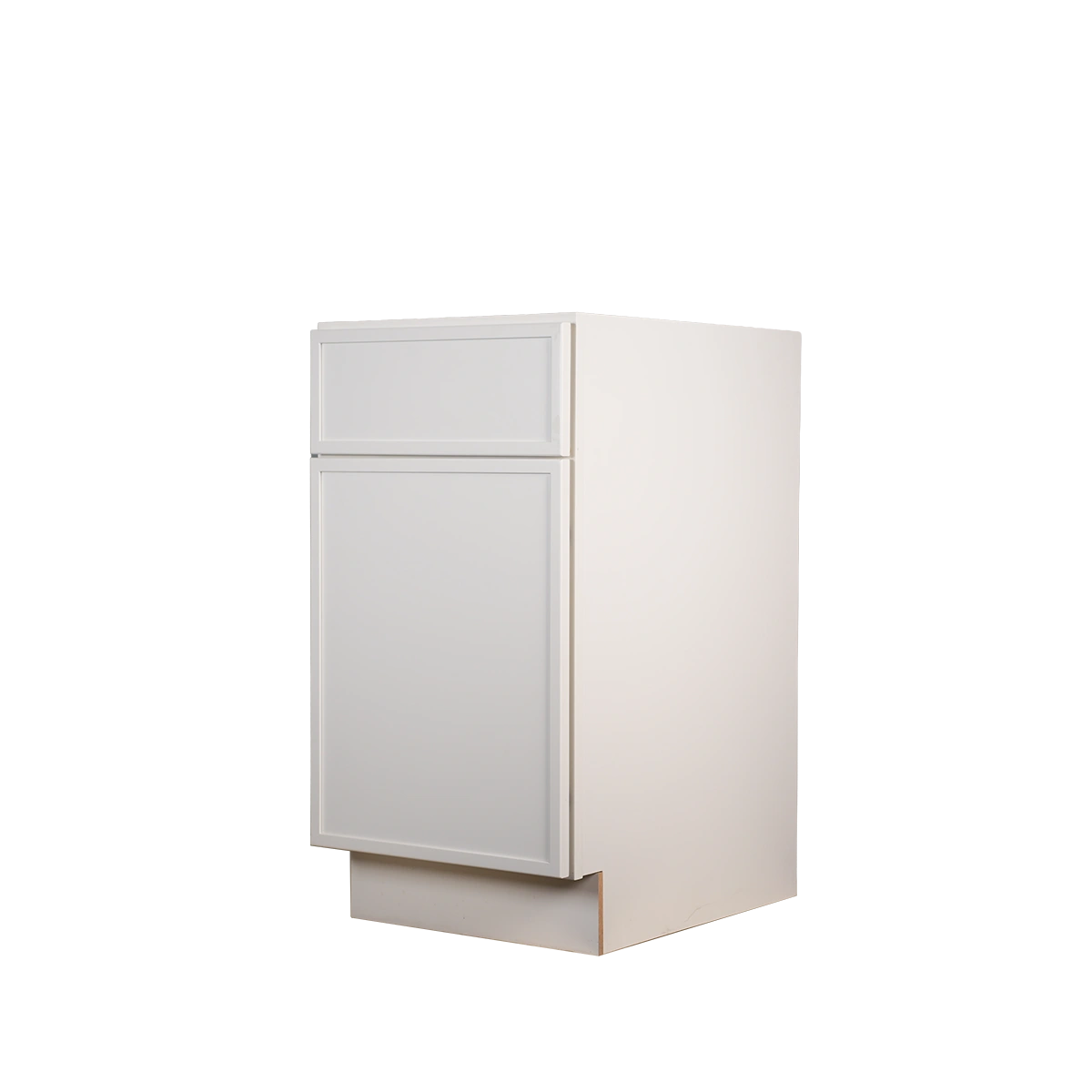 Kitchen Cabinet Slim Shaker Profile B18 in Pure White with closed door and drawer.