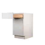 Kitchen Cabinet Slim Shaker Profile B18 in Pure White showing an open top drawer.