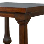 Close-up of the pine side table apron and undermount structure, showcasing heavy wire-brushed texture and hand-applied glaze for the PTH series.