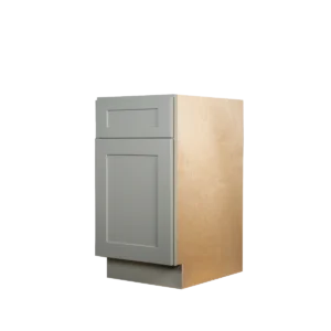 TheShaper B18 framed base cabinet in Light French Gray finish featuring a classic Shaker style door and drawer front.