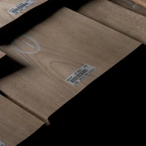 Hospitality Furniture Grade White Oak Crown Cut Veneer specification label with Lacey Act compliance by theShaper.