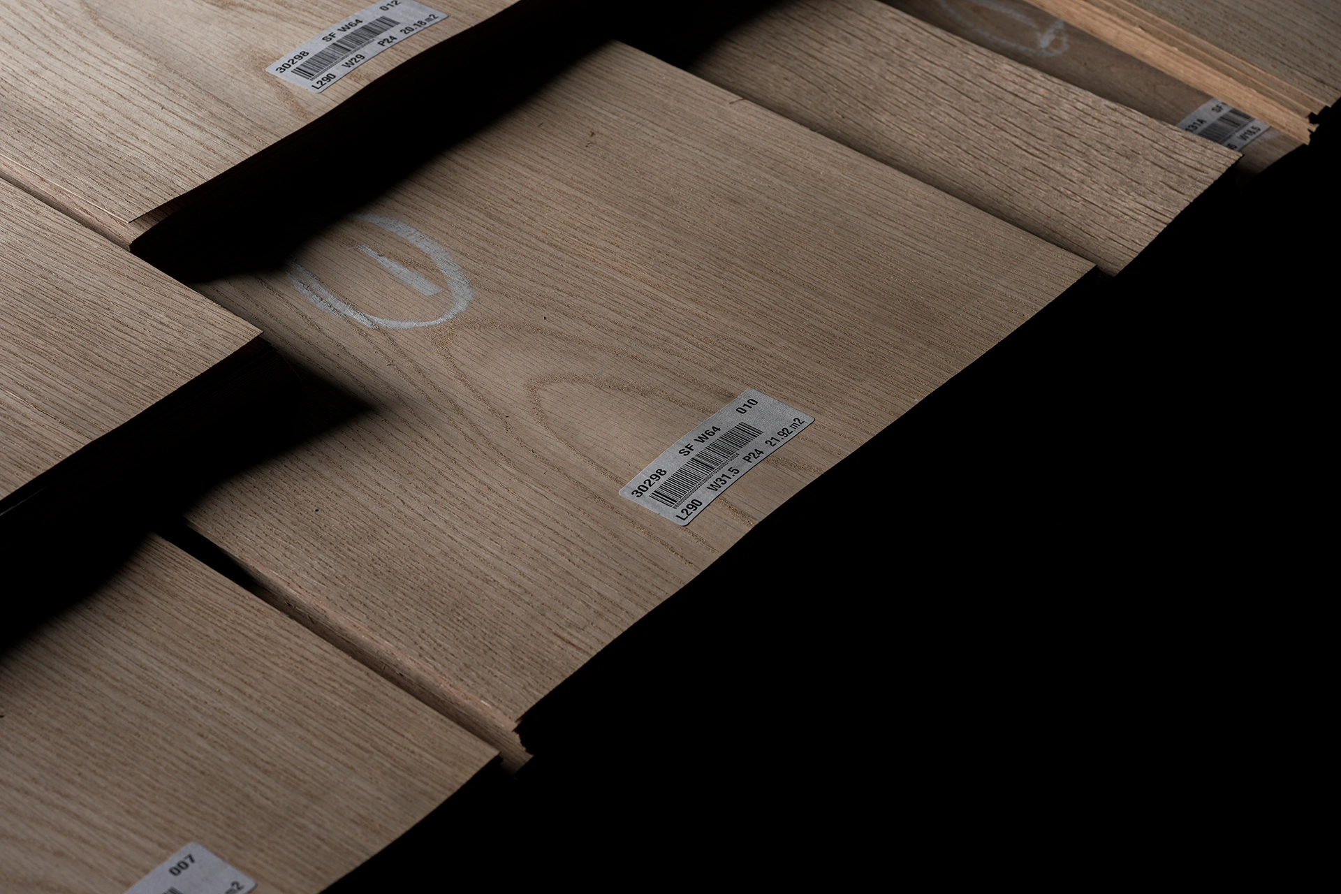 Hospitality Furniture Grade White Oak Crown Cut Veneer specification label with Lacey Act compliance by theShaper.