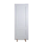Front view of an elegant White Raised Panel composited wood cabinet door with a pristine, smooth white lacquer finish.
