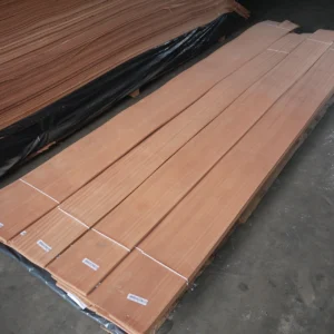 Natural ribbon stripe grain texture of Sapele quarter cut wood veneer