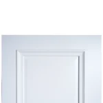 Upper rail and mitered bolection moulding corner joint on Dover White door