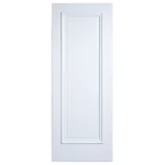 Front elevation of 1-Panel Bolection Moulding solid interior door in smooth Dover White finish