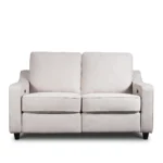 63-inch modern fabric power reclining loveseat with built-in USB ports, front view upright.