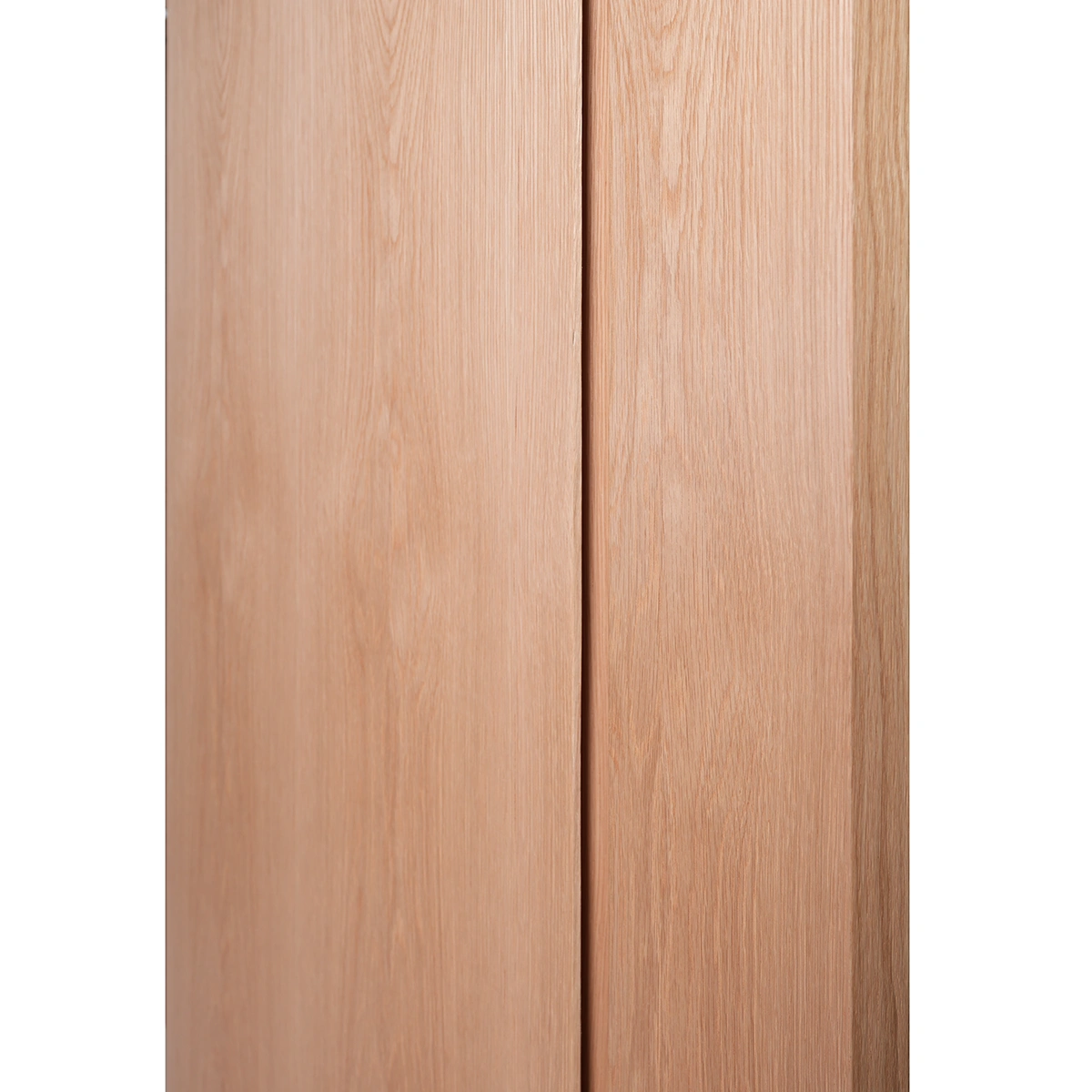 Close-up of vertical narrow glass lite seamless transition into Nordic Wheat Oak veneer
