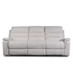 Aria 86-inch fabric power reclining sofa in cream off-white, front view upright.