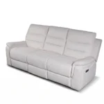 Three-quarter 30-degree side profile of Aria 86-inch power reclining couch closed.