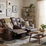 Bradford 2-seat manual reclining sofa styled in a cozy mid-century modern West Elm aesthetic living room.