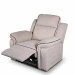 Camden power lift recliner chair in elevated stand-up assist position, front view.