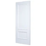 30-degree profile view of 2-Panel Bolection Moulding solid door slab in Dover White
