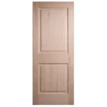 Front elevation of Classic 2-Panel Raised Panel Solid Pine Shaker interior door in unfinished raw wood