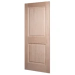30-degree profile view of 2-Panel Raised Panel unfinished solid pine interior door slab