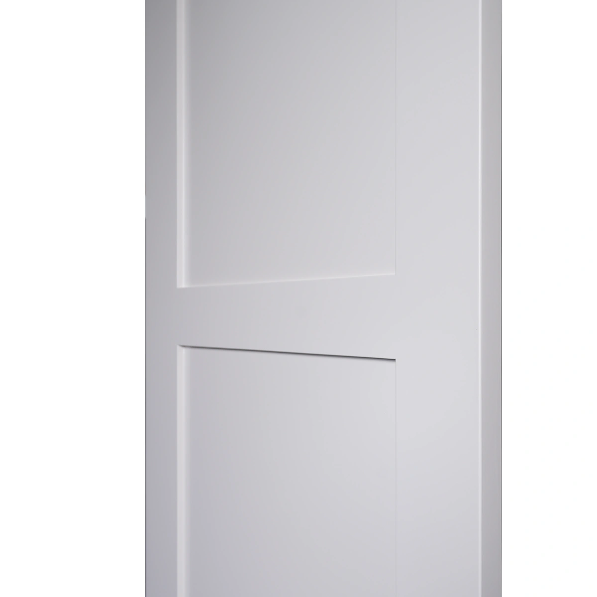 Macro close-up of horizontal cross rail and crisp square Shaker sticking in Zurich White