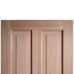 Upper rail and perimeter stile joint detail of unfinished 4-panel solid Alder door