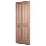 30-degree profile view of 4-Panel unfinished solid Alder interior door slab