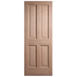 Front elevation of Classic 4-Panel Solid Alder interior slab door in unfinished raw wood