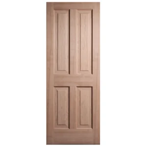 Front elevation of Classic 4-Panel Solid Alder interior slab door in unfinished raw wood
