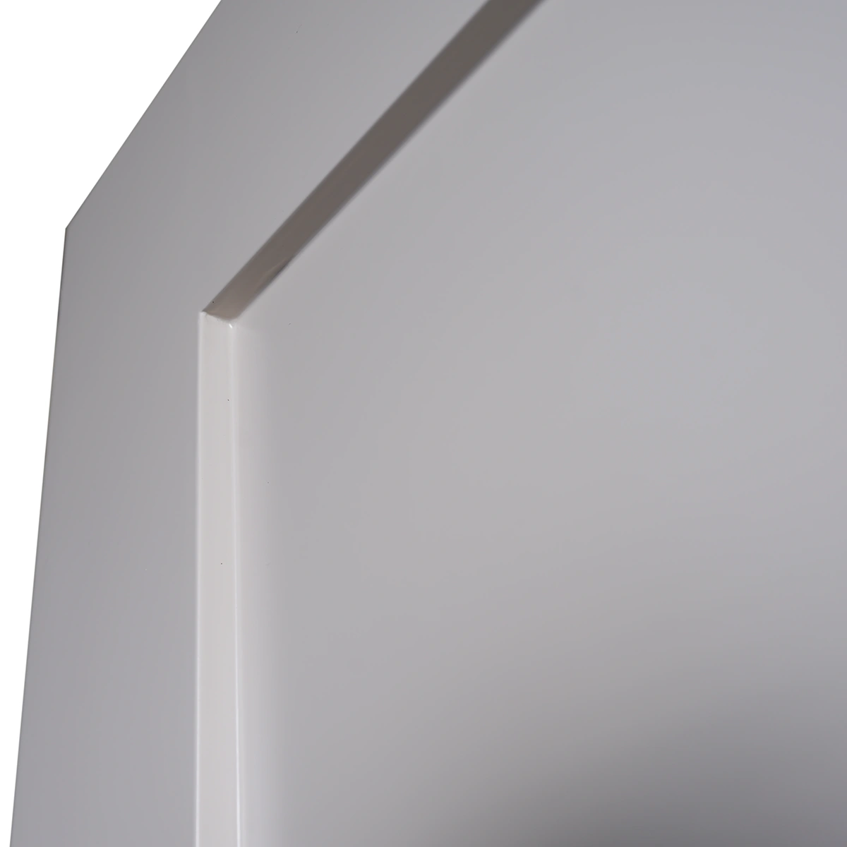 Close-up of equal recessed panel shadow line and smooth satin PU lacquer texture