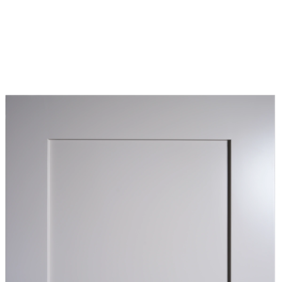 Upper rail and perimeter stile joint detail of Equal 3-Panel Shaker door in Zurich White