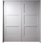 Front elevation of Classic Equal 3-Panel Shaker double interior doors in SW 7626 Zurich White finish
