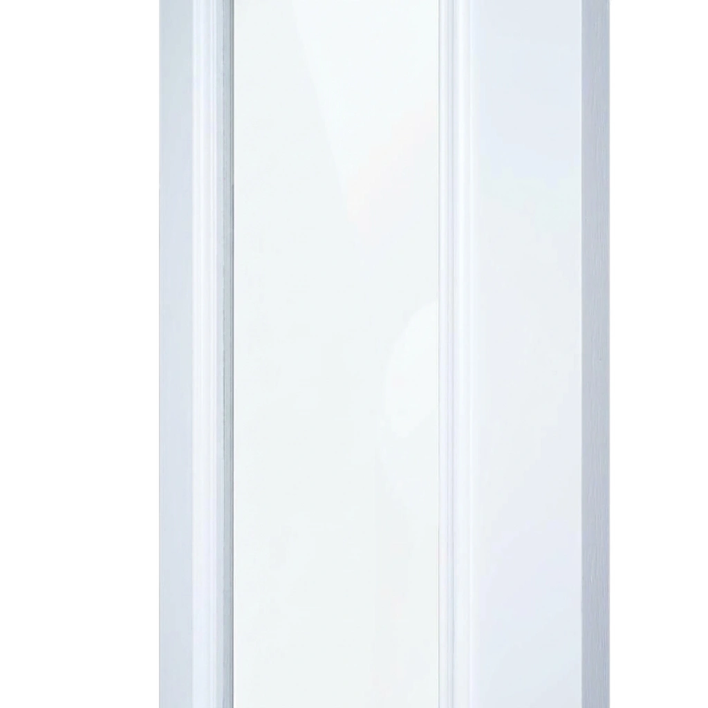 Macro close-up of projecting bolection moulding and flush glass glazing bead in Dover White