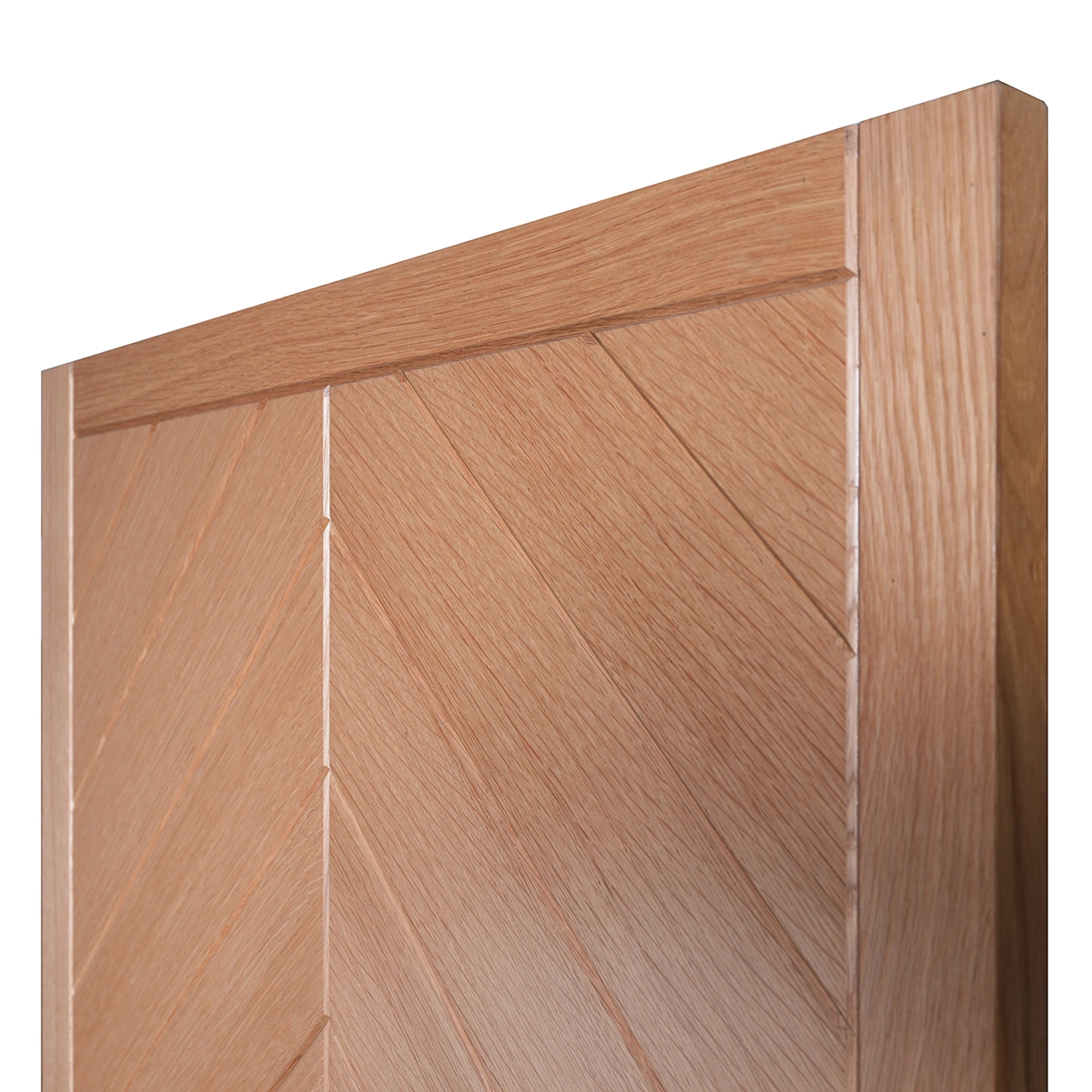 Upper rail and perimeter corner detail of Geometric Diamond-Matched interior door