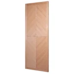 30-degree perspective of Diamond-Matched Oak interior door slab showing edge construction