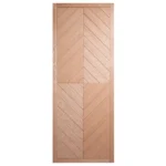 Front elevation of Geometric Diamond-Matched Oak interior slab door showcasing four-way veneer symmetry