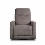 Mason 33 inch power motion recliner chair with wired remote controller, front view upright.
