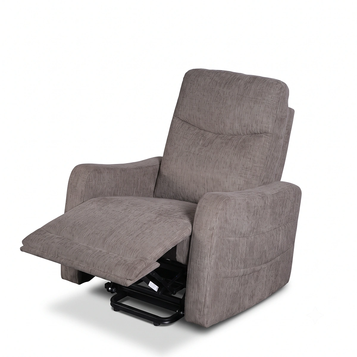 30-degree side profile of Mason power recliner chair in full recline lounging position.