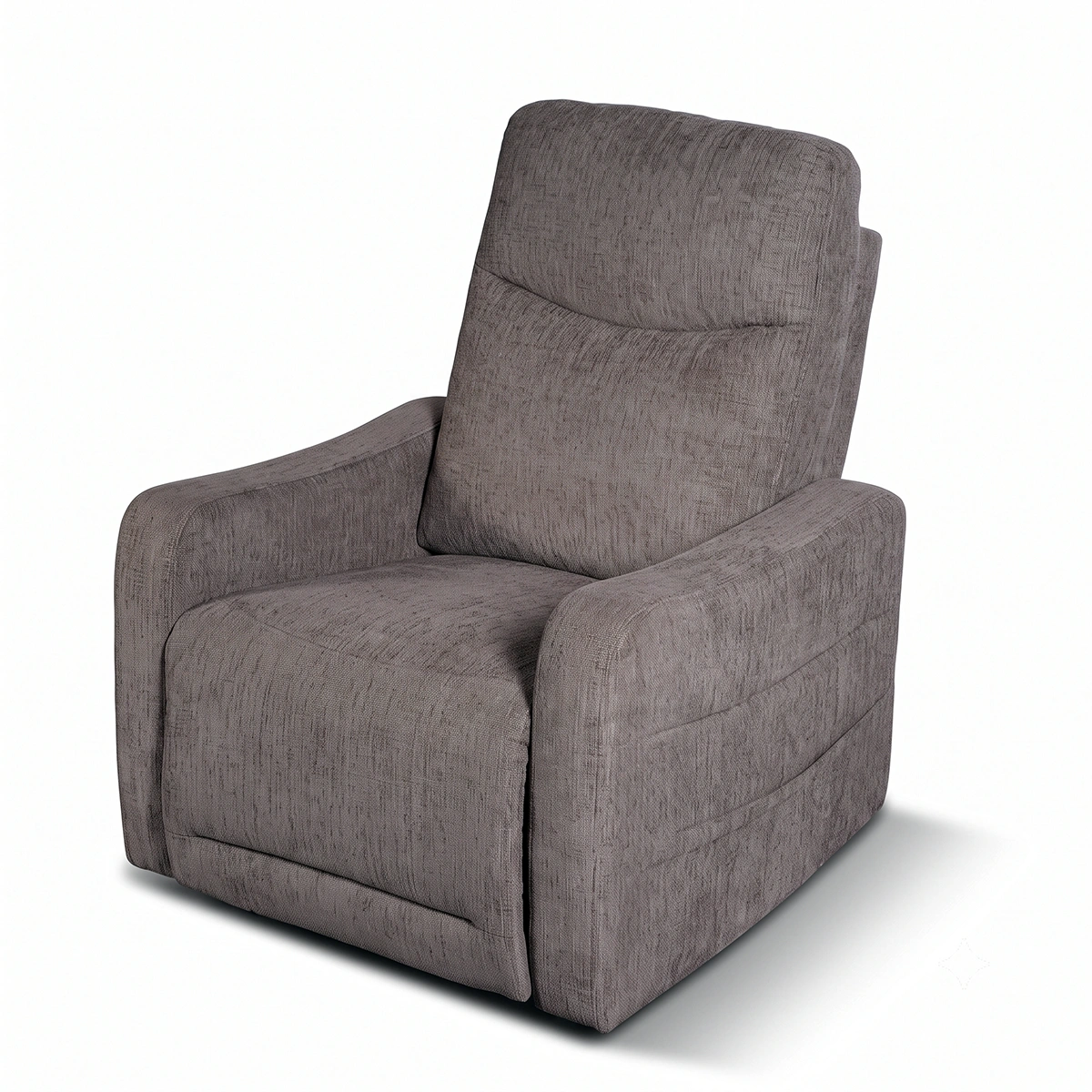 Three-quarter 30-degree profile view of Mason power motion recliner chair closed.