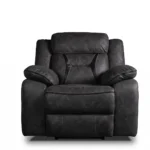 Maverick 40 inch oversized manual pull tab recliner chair in vintage faux leather, front view.