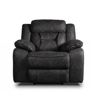 Maverick 40 inch oversized manual pull tab recliner chair in vintage faux leather, front view.